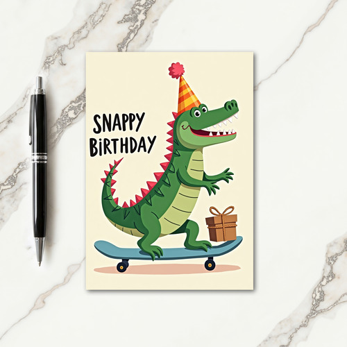 Gator Skateboard Birthday Card
