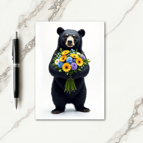 Gentle Bear Floral Mothers Day Card