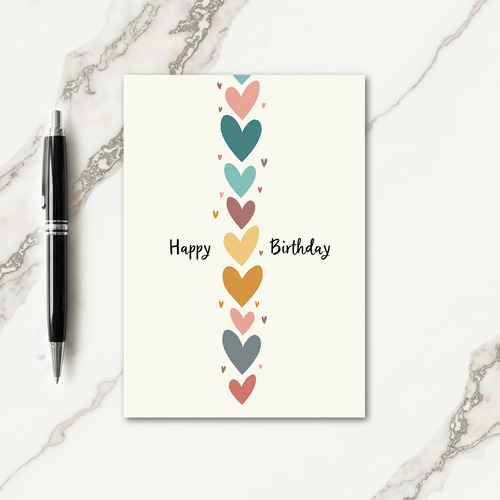 Gentle Birthday Cascading Hearts Card