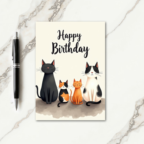 Gentle Birthday Feline Friends Card