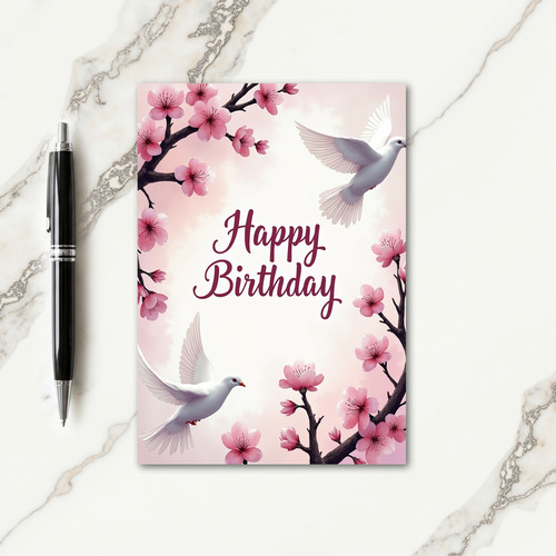 Gentle Birthday Floral Bird Card
