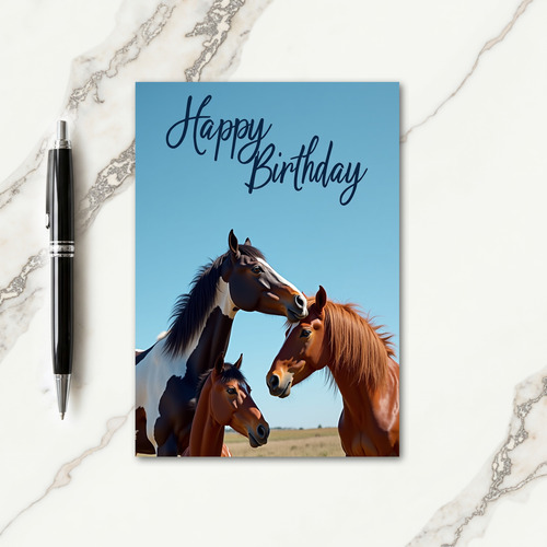 Gentle Birthday Horse Trio Card