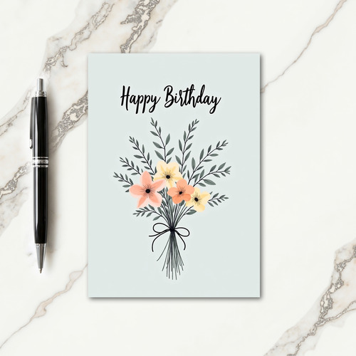 Gentle Birthday Peach Bouquet Card