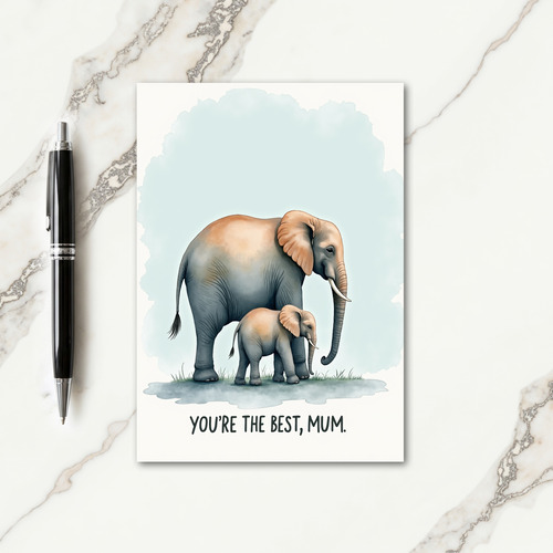 Gentle Elephant Mum Watercolor Card
