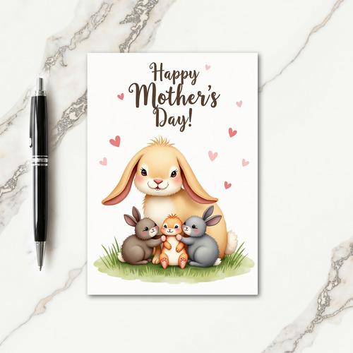 Gentle Rabbit Mothers Day Card