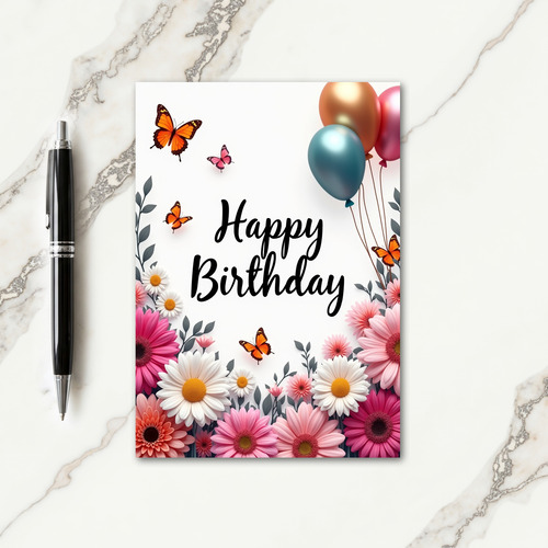Gerbera Daisies Birthday Card