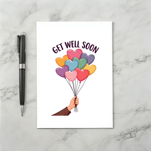 Get Well Soon Card - Cheerful Balloon Bouquet Greeting