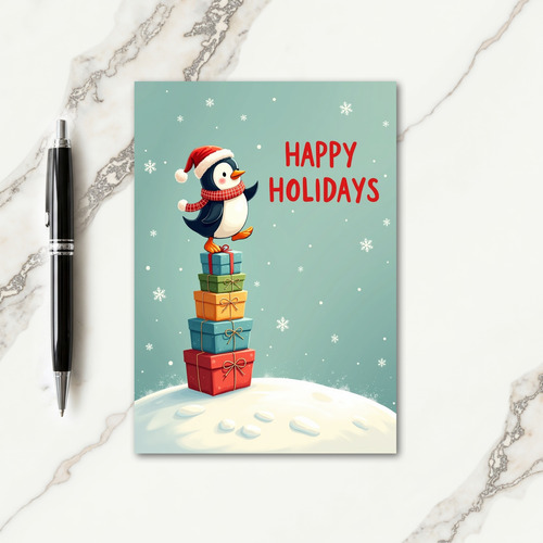 Gift Stack Bird Christmas Card