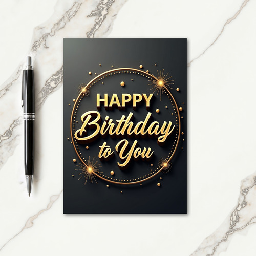Gilded Birthday Script Card