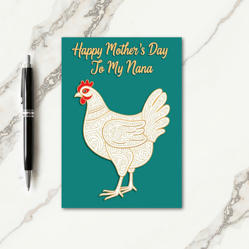 Gilded Hen Mothers Day Card