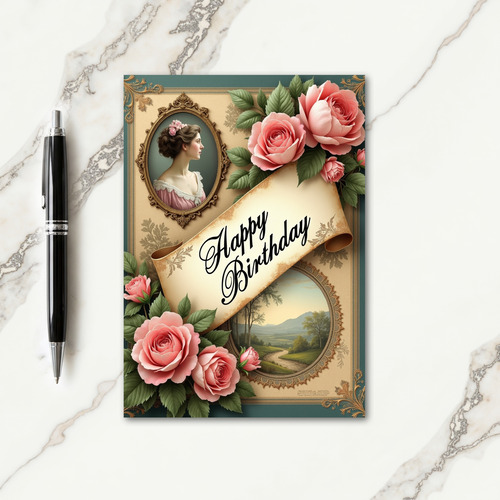 Gilded Portrait Birthday Card