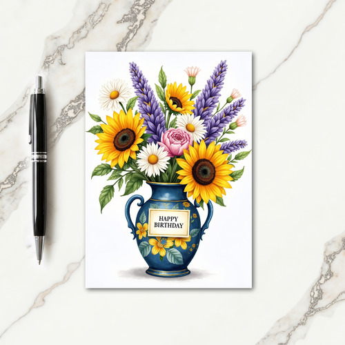 Gilded Vase Birthday Card