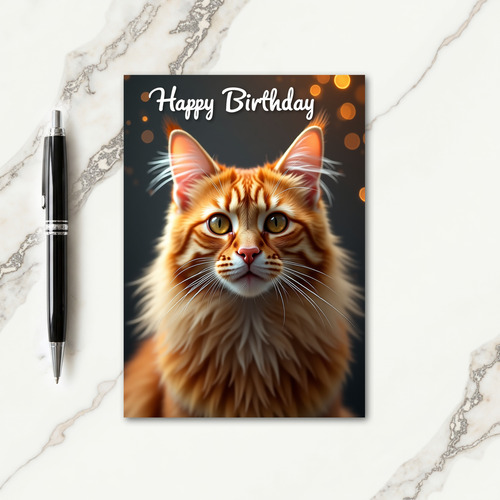 Ginger Cat Birthday Portrait Card