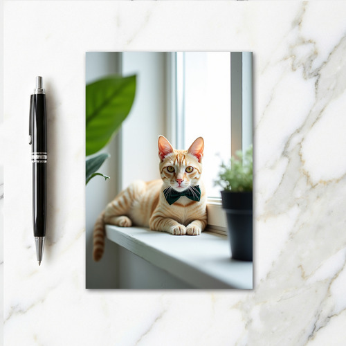 Ginger Cat Bow Tie Portrait Card