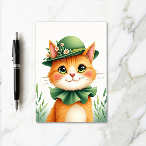 Ginger Cat Bowler Hat Portrait Card
