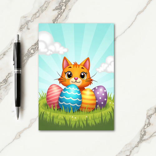 Ginger Cat Easter Eggs Card