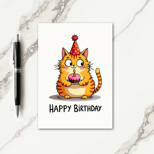 Ginger Cat Party Birthday Card