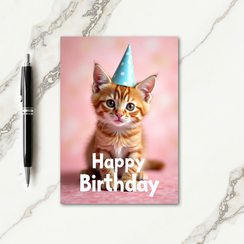 Ginger Cat Party Hat Card