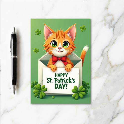 Ginger Cat St Patricks Day Card