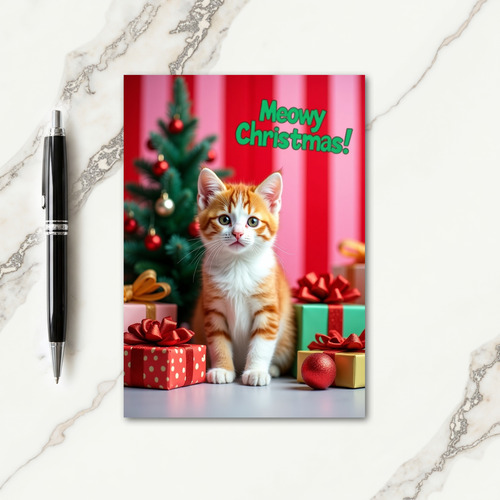Ginger Kitten Christmas Card