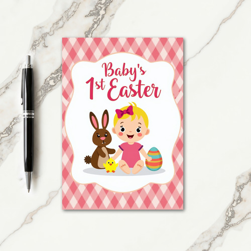 Gingham Baby Easter Card