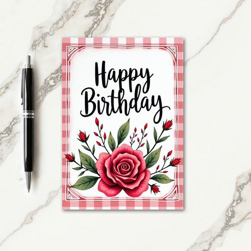 Gingham Birthday Wishes Card
