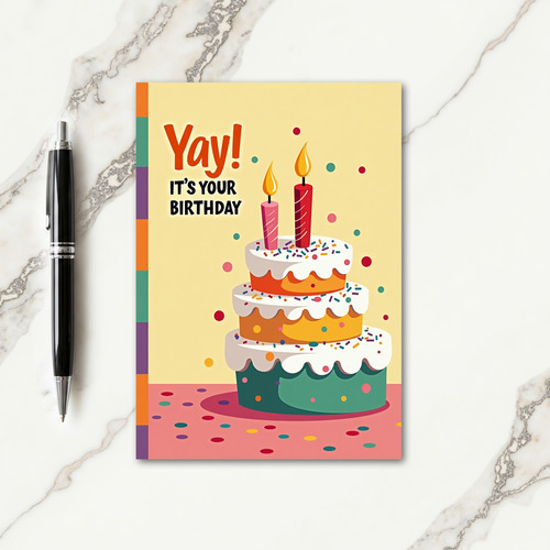 Gingham Celebration Cake Card