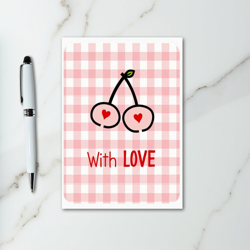 Gingham Cherry Love Card