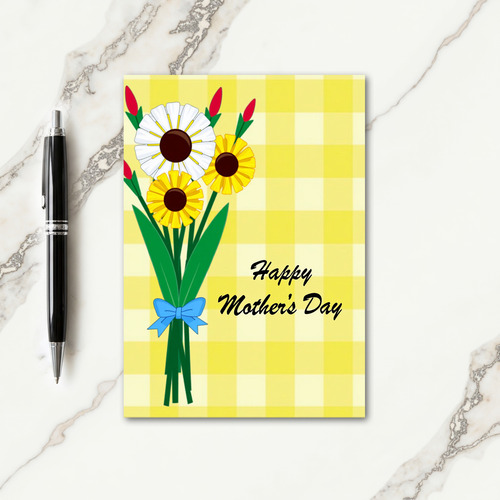Gingham Floral Mothers Day Card