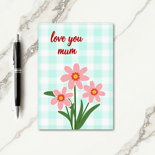 Gingham Flowers Message Card