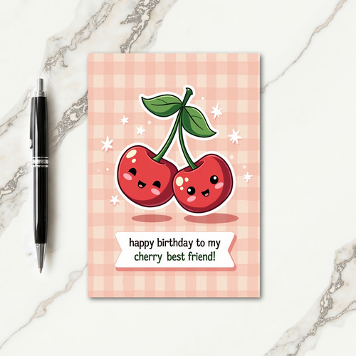 Gingham Fruit Birthday Card