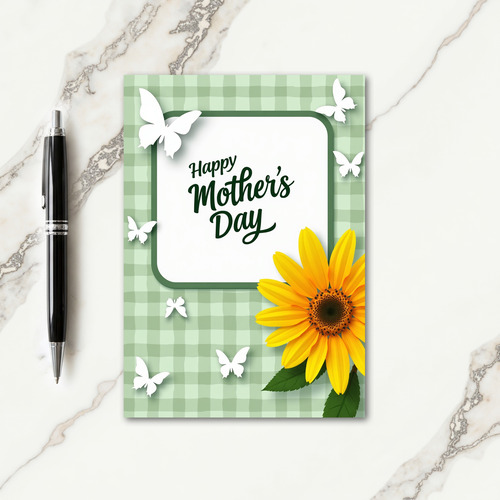 Gingham Mothers Day Greeting Card