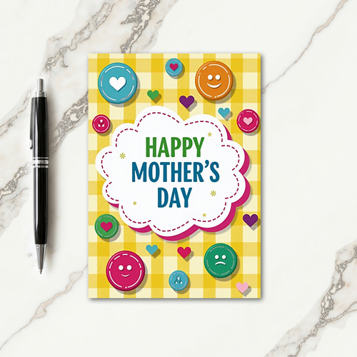 Gingham Mothers Day Heart Card