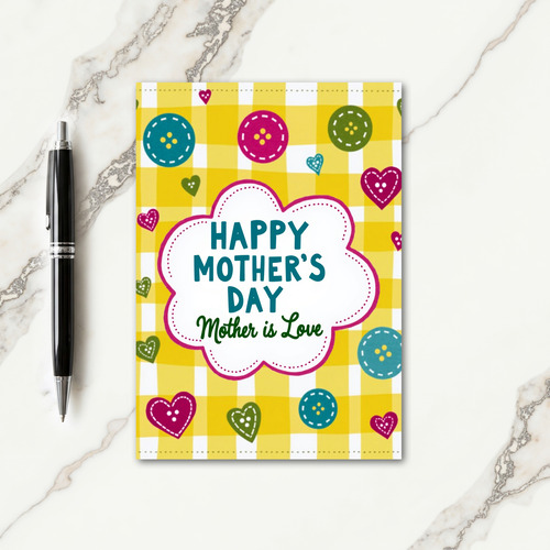 Gingham Mothers Love Hearts Card