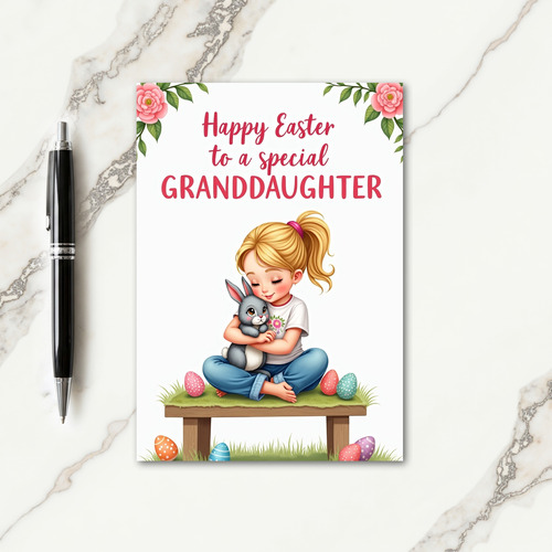 Girl And Bunny Celebration Card