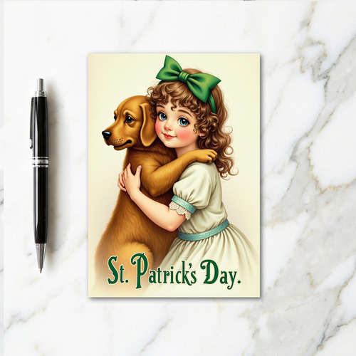 Girl And Dog Embrace Card