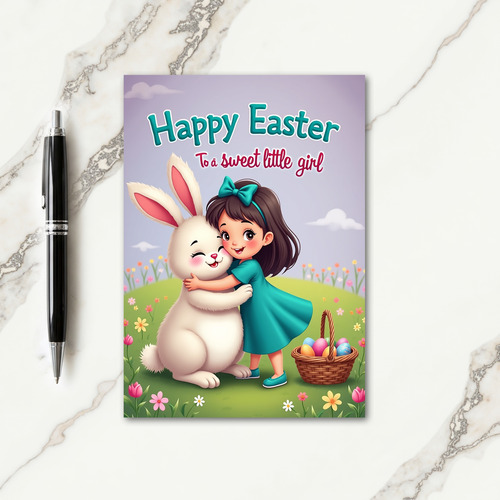 Girl And Friend Pattern Easter Card
