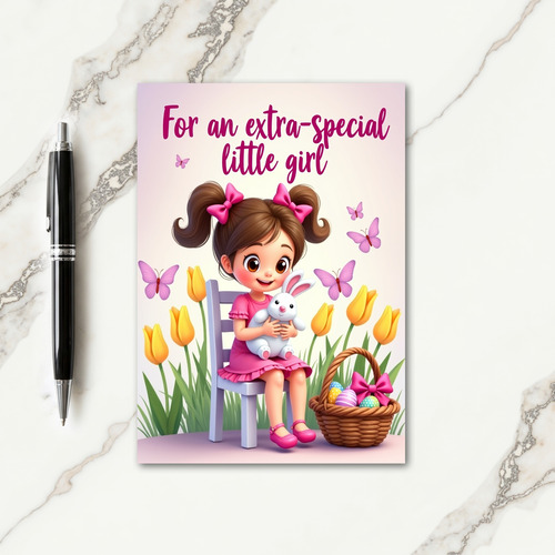 Girl Plush Tulips Pattern Card