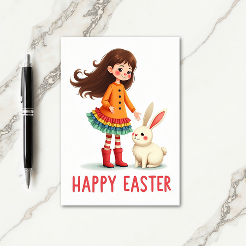 Girl Rabbit Easter Pattern Card