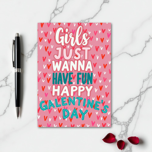Girls Galentines Day Fun Card