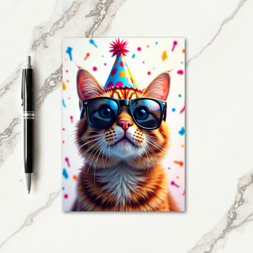 Glasses Cat Birthday Card