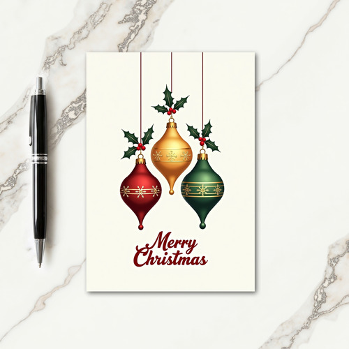 Gleaming Baubles Christmas Card
