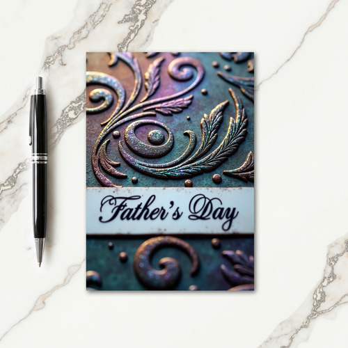 Glimmering Fathers Day Scrollwork Card
