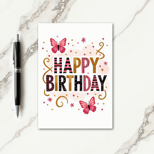 Glitter Butterfly Birthday Card