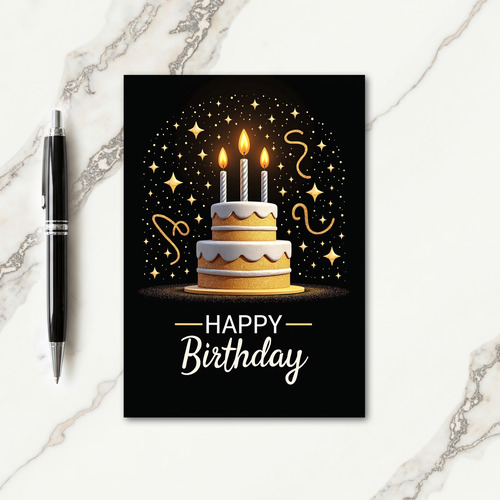 Glitter Cake Birthday Card