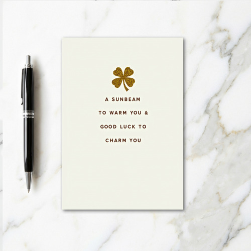 Glitter Clover Good Luck Card