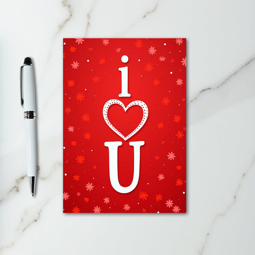 Glitter Dotted I Love U Card