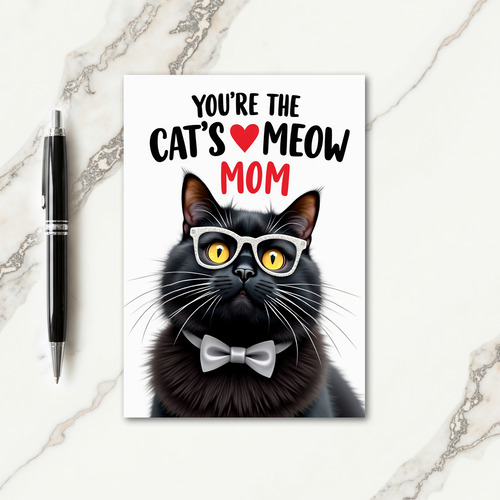 Glitter Glasses Cat Mom Card