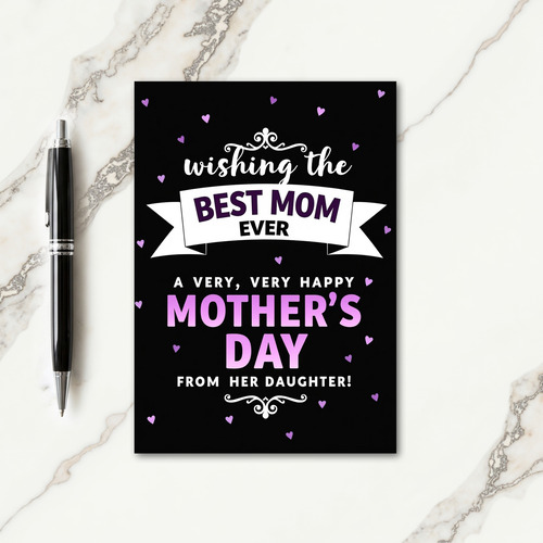 Glitter Heart Daughter Love Card