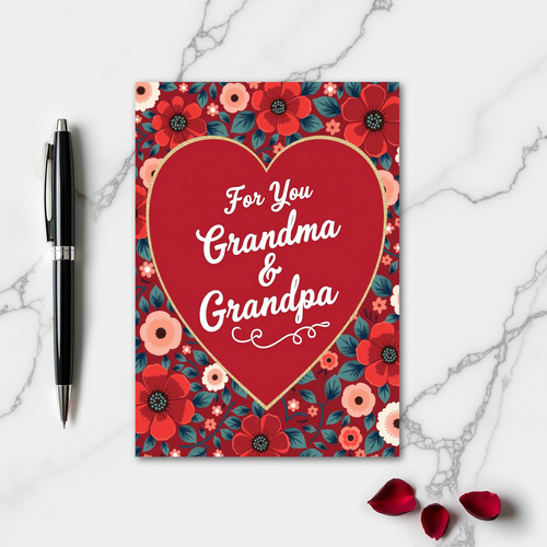 Glitter Heart For Grandma Grandpa Card